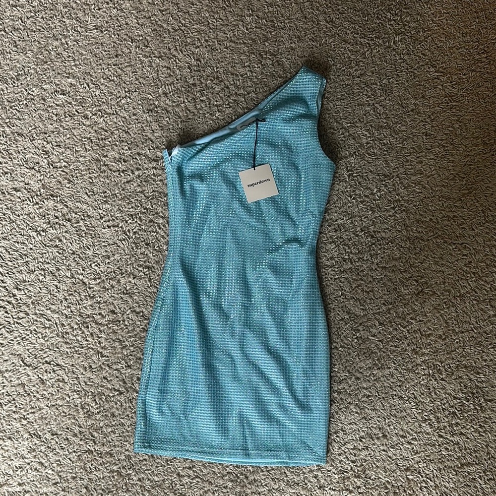 Superdown Blue One Shoulder Bodycon Dress